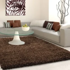 Hochflor Teppich - Life Braun