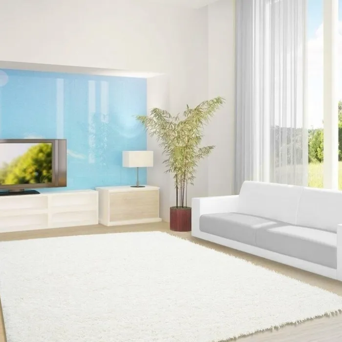 Hochflor Teppich - Life Creme Weiß