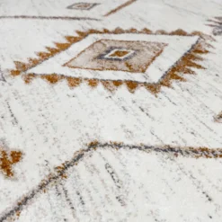 Hochflor Teppich Rund - Blend Aztec Creme Bunt