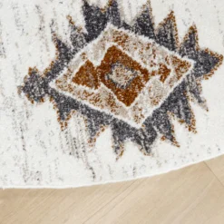 Hochflor Teppich Rund - Blend Aztec Creme Bunt
