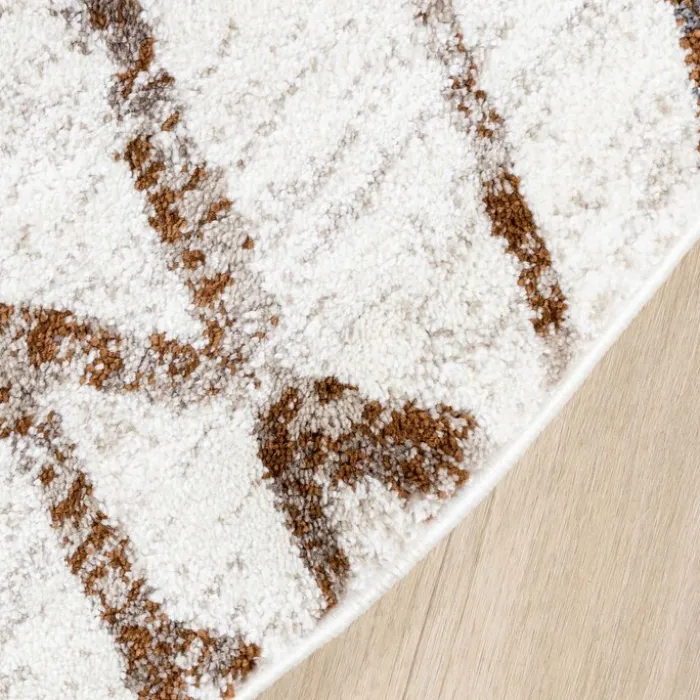 Hochflor Teppich Rund - Blend Diamond Creme Bunt
