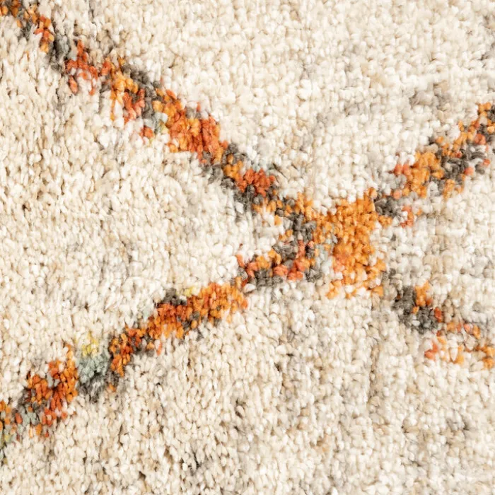 Hochflor Teppich Rund - Blend Lines Creme Bunt