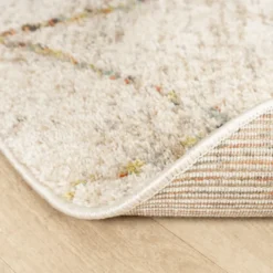 Hochflor Teppich Rund - Blend Lines Creme Bunt