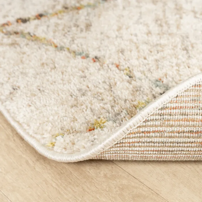 Hochflor Teppich Rund - Blend Lines Creme Bunt