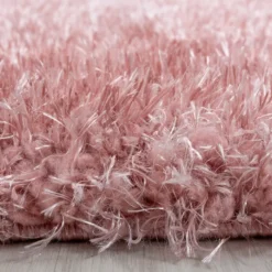 Hochflor Teppich Rund - Blushy Rosa