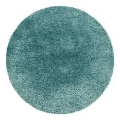 Hochflor Teppich Rund - Blushy Türkis