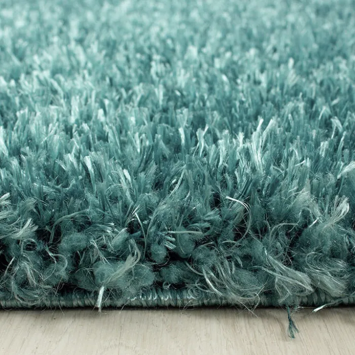 Hochflor Teppich Rund - Blushy Türkis