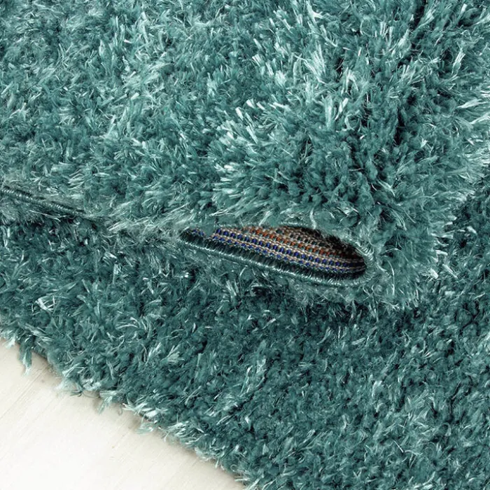 Hochflor Teppich Rund - Blushy Türkis