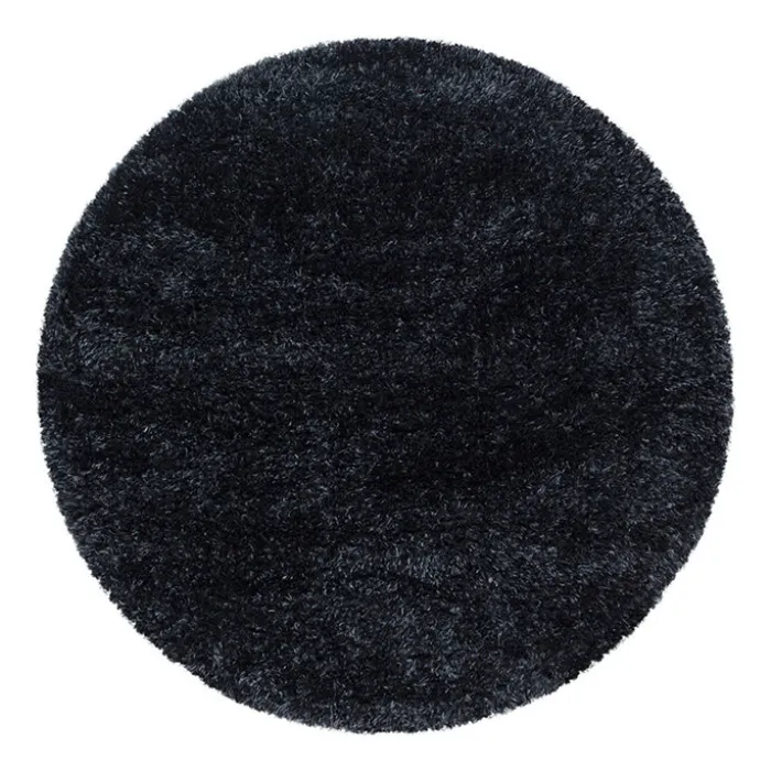 Hochflor Teppich Rund - Blushy Schwarz Meliert