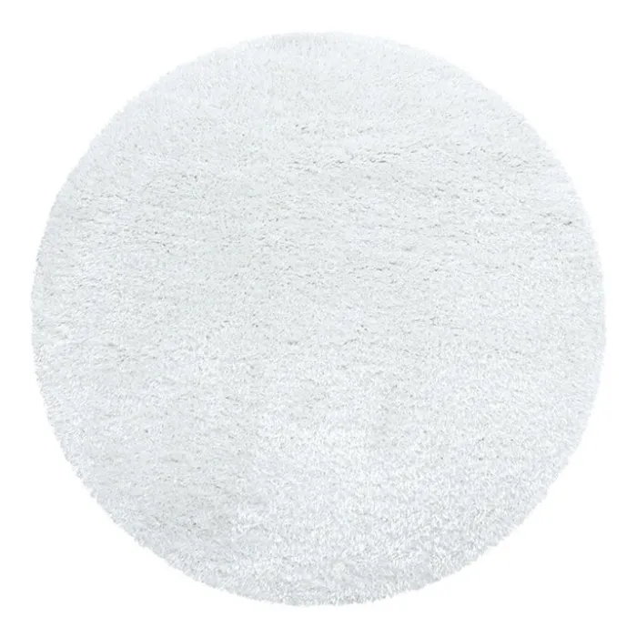 Hochflor Teppich Rund - Blushy Weiß