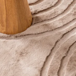 Hochflor Teppich Rund - Carvy Arches Taupe