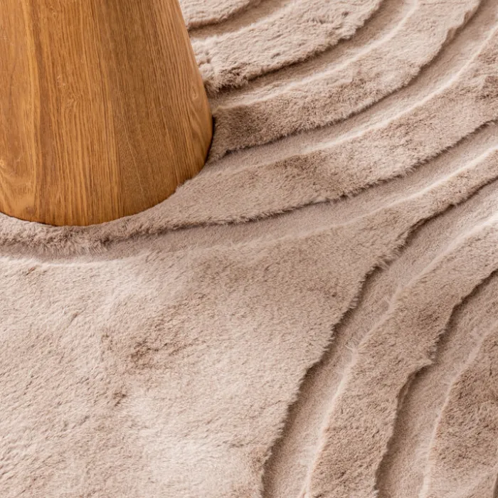 Hochflor Teppich Rund - Carvy Arches Taupe