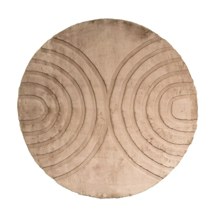 Hochflor Teppich Rund - Carvy Arches Taupe