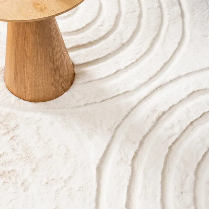 Hochflor Teppich Rund - Carvy Arches Creme