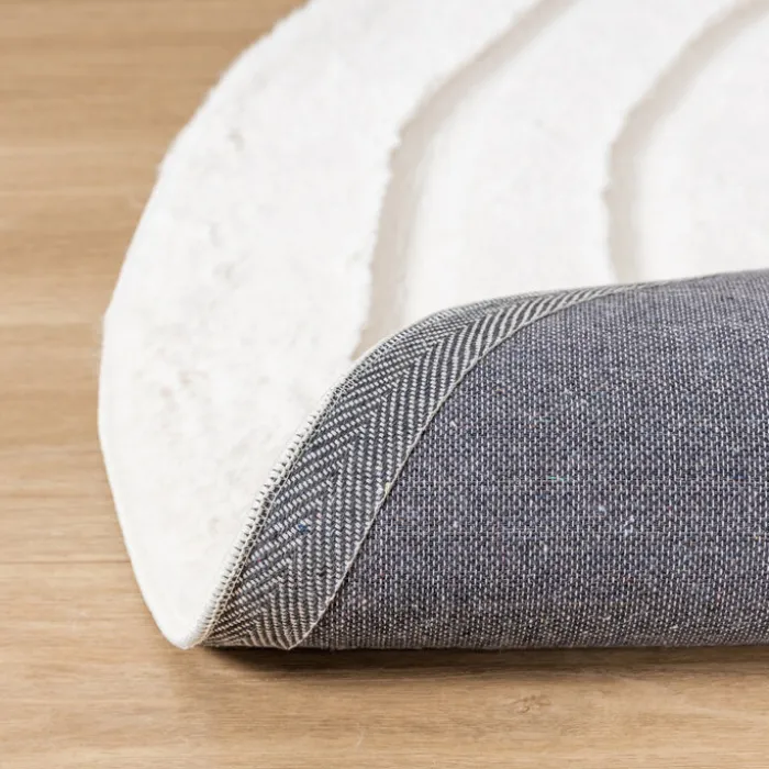Hochflor Teppich Rund - Carvy Curves Creme