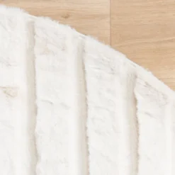 Hochflor Teppich Rund - Carvy Curves Creme