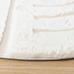 Hochflor Teppich Rund - Carvy Curves Creme