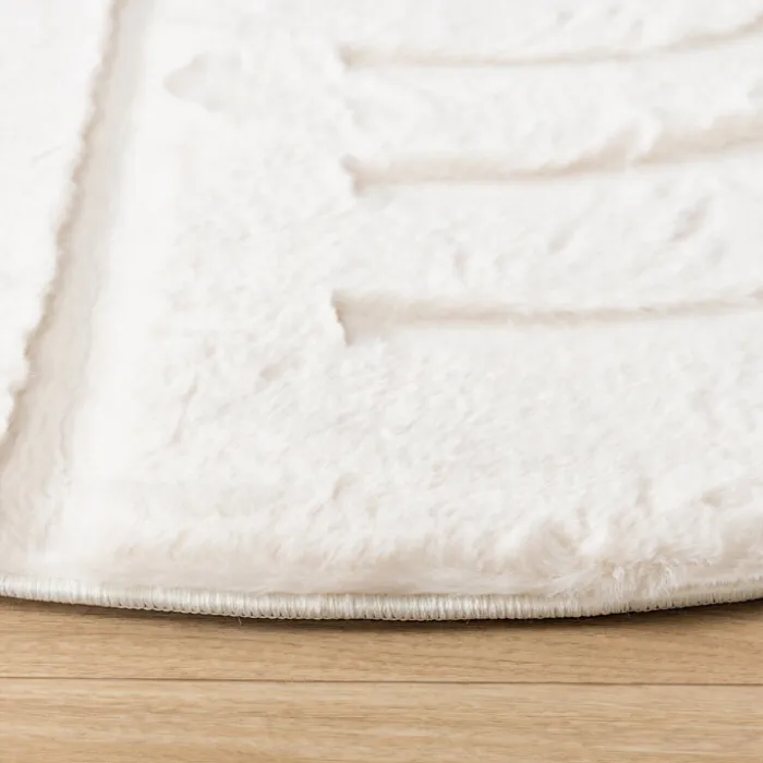 Hochflor Teppich Rund - Carvy Curves Creme