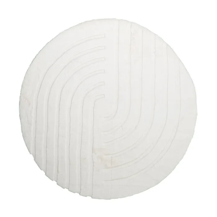 Hochflor Teppich Rund - Carvy Curves Creme