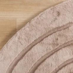 Hochflor Teppich Rund - Carvy Curves Taupe