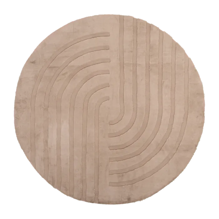 Hochflor Teppich Rund - Carvy Curves Taupe