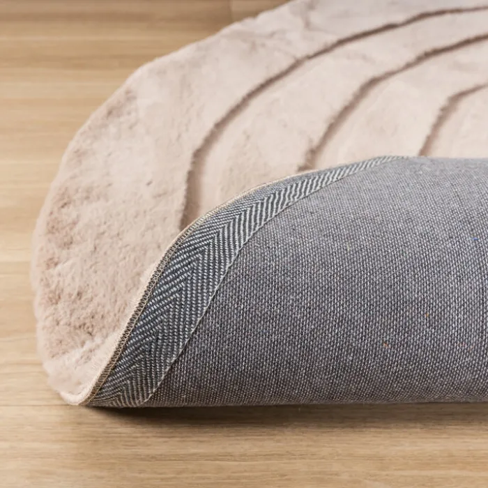 Hochflor Teppich Rund - Carvy Curves Taupe