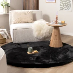Hochflor Teppich Rund - Comfy Supreme Schwarz