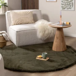 Hochflor Teppich Rund - Comfy Supreme Grün