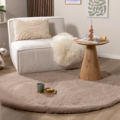 Hochflor Teppich Rund - Comfy Supreme Taupe