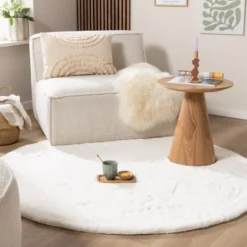 Hochflor Teppich Rund - Comfy Supreme Weiß