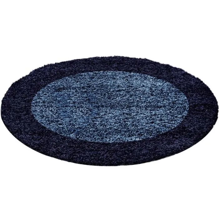 Hochflor Teppich Rund - Edge Blau