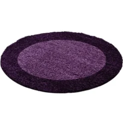 Hochflor Teppich Rund - Edge Lila