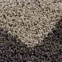 Hochflor Teppich Rund - Edge Taupe