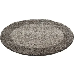 Hochflor Teppich Rund - Edge Taupe