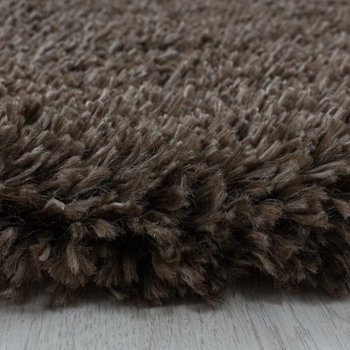 Hochflor Teppich Rund - Fuzzy Braun