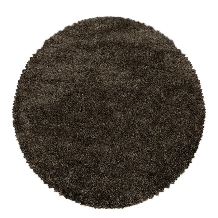 Hochflor Teppich Rund - Fuzzy Braun