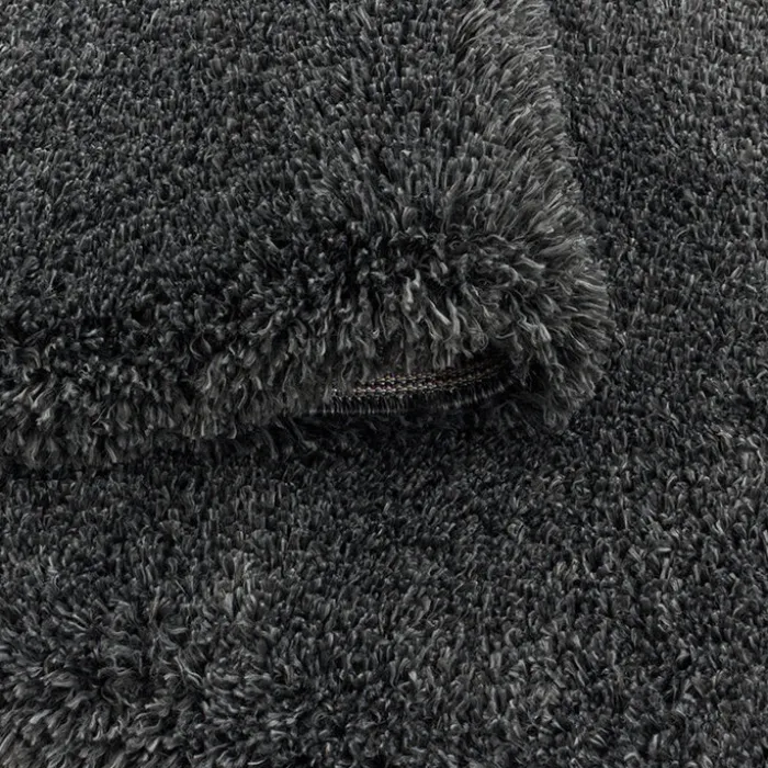 Hochflor Teppich Rund - Fuzzy Dunkelgrau