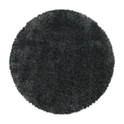 Hochflor Teppich Rund - Fuzzy Dunkelgrau