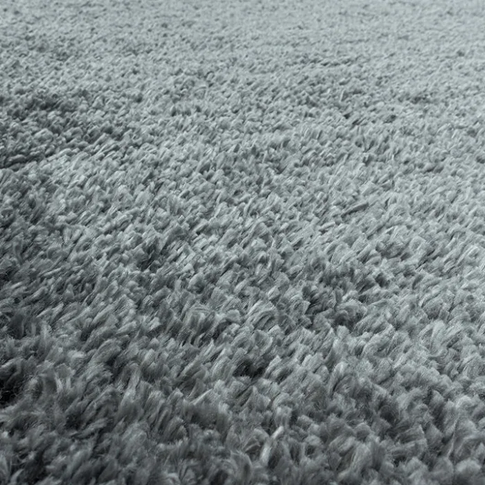Hochflor Teppich Rund - Fuzzy Grau