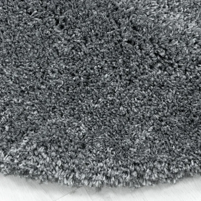Hochflor Teppich Rund - Fuzzy Grau