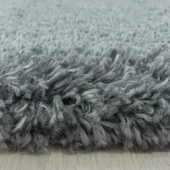 Hochflor Teppich Rund - Fuzzy Grau