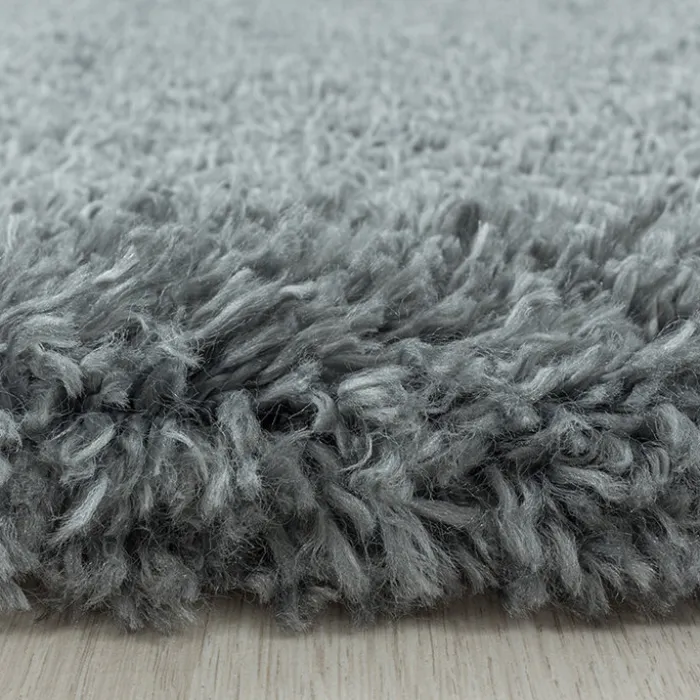 Hochflor Teppich Rund - Fuzzy Grau