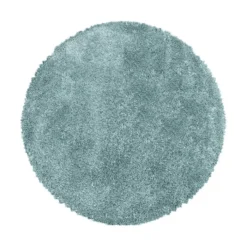 Hochflor Teppich Rund - Fuzzy Hellblau