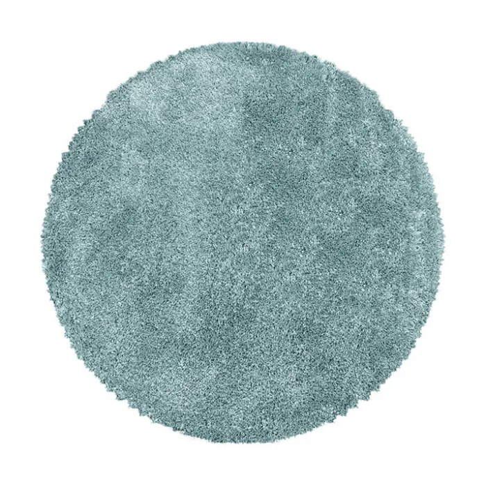 Hochflor Teppich Rund - Fuzzy Hellblau