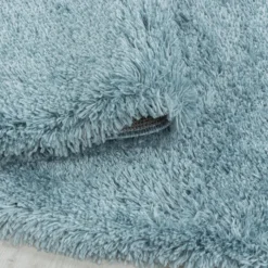 Hochflor Teppich Rund - Fuzzy Hellblau