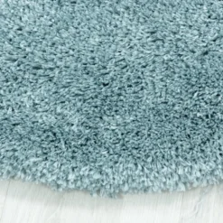 Hochflor Teppich Rund - Fuzzy Hellblau
