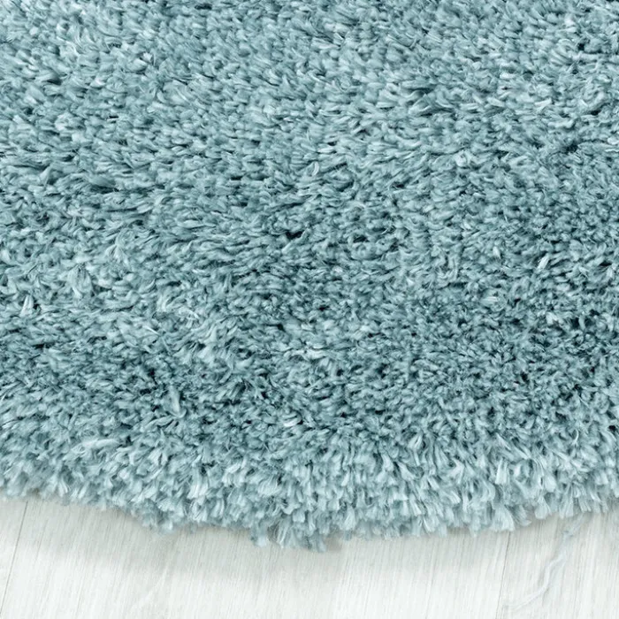 Hochflor Teppich Rund - Fuzzy Hellblau
