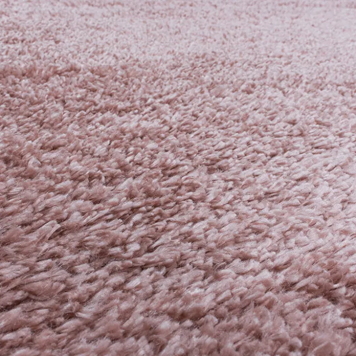 Hochflor Teppich Rund - Fuzzy Rosa