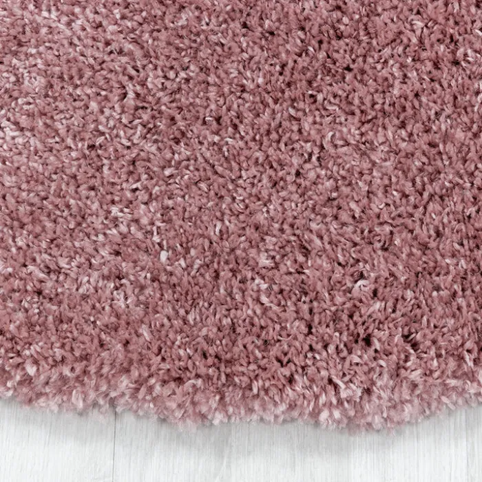 Hochflor Teppich Rund - Fuzzy Rosa