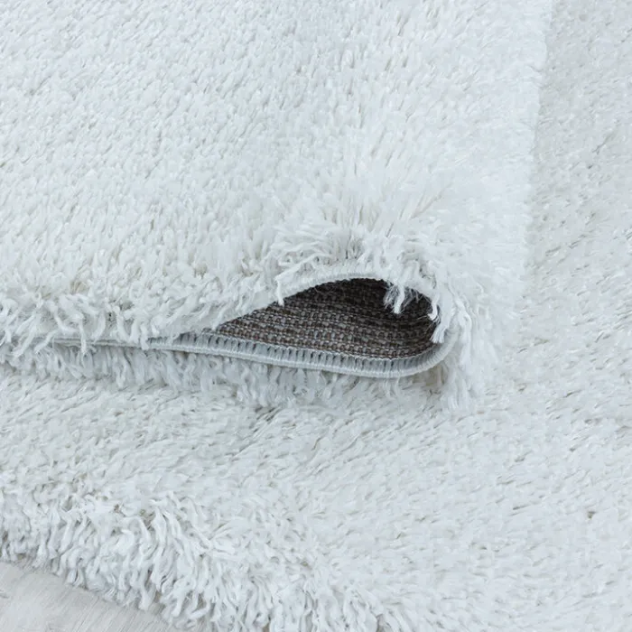 Hochflor Teppich Rund - Fuzzy Weiß